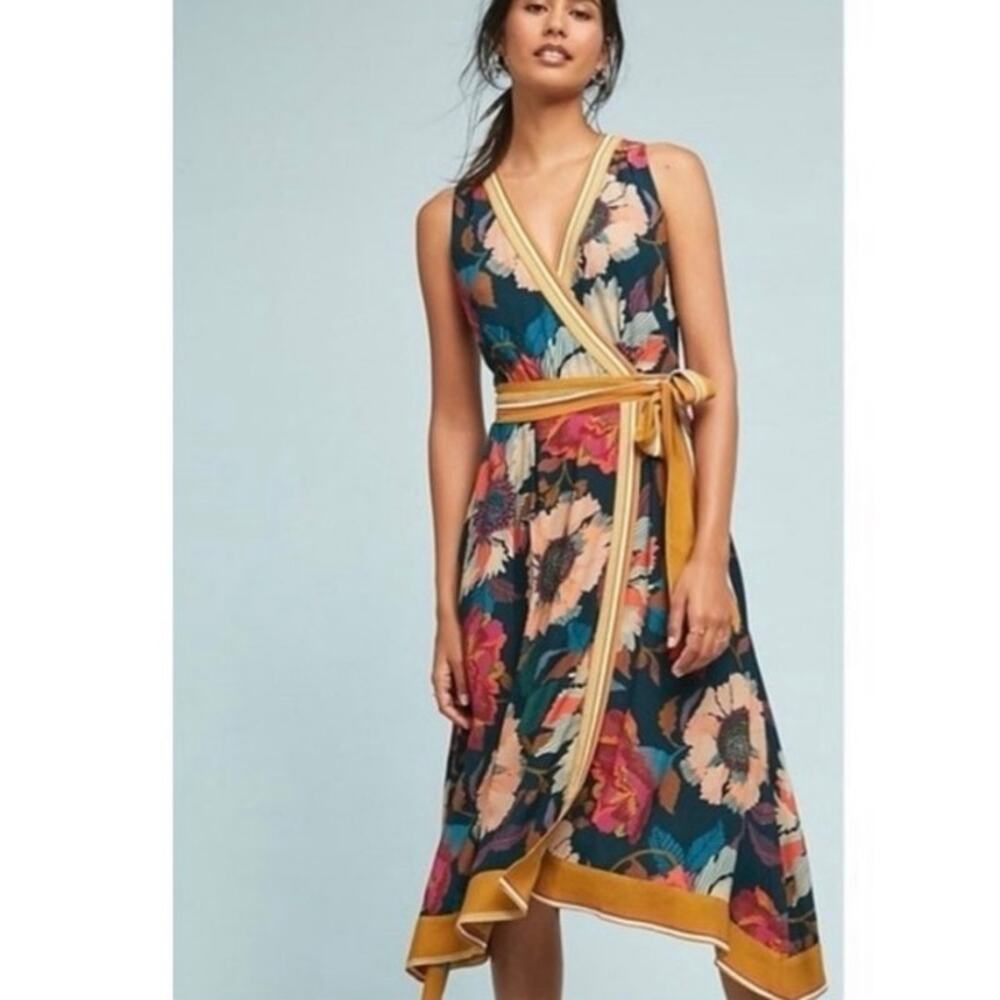 Maeve Botanical floral faux wrap dress 8 boho western wedding guest